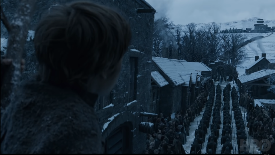 Arrivée des Immaculés à Winterfell (crédits : HBO)