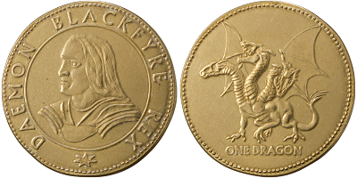 Dragon d'or de Daemon Feunoyr ; © Shire Post Mint.