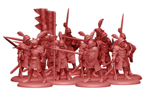 Rendu 3D des figurines des gardes Lannister ; © CMON