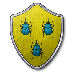 Trois scarabées bleus sur champ d'or