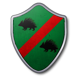 Une barre rouge entre deux porcs-épics noirs sur champ vert